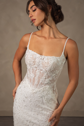 Essense of Australia Style No. D4567 #7 (IVIV-PL) Ivory Lace & Tulle over Ivory Gown w Porcelain Tulle Illusion thumbnail