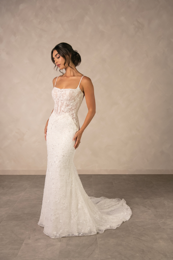 Essense of Australia Style No. D4567 #5 (IVIV-PL) Ivory Lace & Tulle over Ivory Gown w Porcelain Tulle Illusion thumbnail