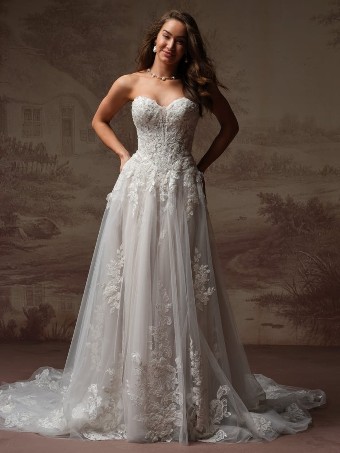 Maggie Sottero Style No. KATE (F6MK014A01 - Unlined bodice, Sparkle tulle) #0 default Ivory over Blush (gown with Ivory Illusion) thumbnail