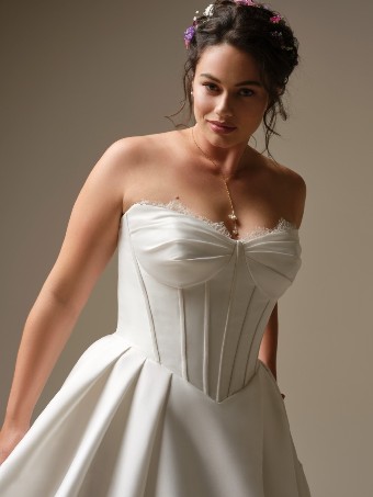 Rebecca Ingram Style No. ZORINA (26RN417A01 - Slit) #1 All Ivory thumbnail