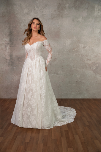 Essense of Australia Style No. D4466 #3 (IV-RM) IVORY LACE AND TULLE OVER RUM GOWN thumbnail