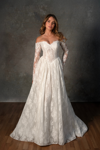 Essense of Australia Style No. D4466 #5 default (IV-RM) IVORY LACE AND TULLE OVER RUM GOWN thumbnail