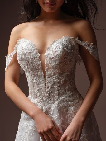 Rebecca Ingram Style No. BERNADINE (F6RK097B01 - Lined front bodice, Glitter tulle) #2 Ivory over Soft Blush (gown with Light Nude Illusion) thumbnail