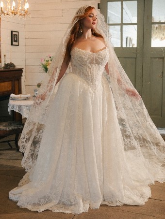 Maggie Sottero Style No. RYLAND (F6MK055A01 - Unlined bodice, Sparkle tulle) #11 Ivory over Blush (gown with Champagne Illusion) thumbnail