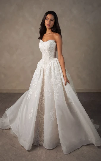 Essense of Australia Style No. D4573 #5 default (IV-LN) IVORY LACE AND TULLE OVER LINEN GOWN thumbnail