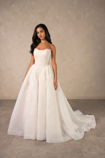 Essense of Australia Style No. D4573 #3 (IV-LN) IVORY LACE AND TULLE OVER LINEN GOWN thumbnail