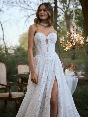 Rebecca Ingram Style No. NARELLE (F6RN089A01 - Slit, Unlined bodice) #1 Ivory over Soft Blush (gown with Latte Illusion) thumbnail