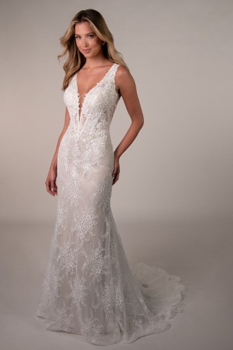 Stella York Style No. SY8305 #2 (IVIV-PL) Ivory Lace and Tulle over Ivory Gown w Porcelain Tulle Plunge thumbnail