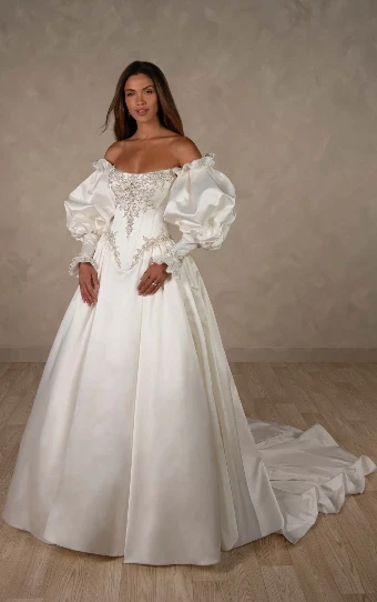 Essense of Australia Style No. D4637ID #0 default (SL-IV) Silver Embroidery on Ivory Dolce Satin thumbnail